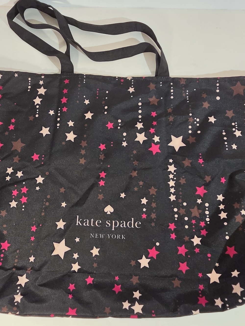 kate spade Black Tote with Pink and Cream Star Print